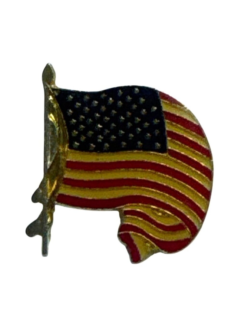 American Flag Lapel Pin Gold Tone Enamel USA Patriotic Pin 1 Inch Pre-Owned